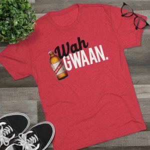 Unisex Tri-Blend Red Stripe Crew Tee